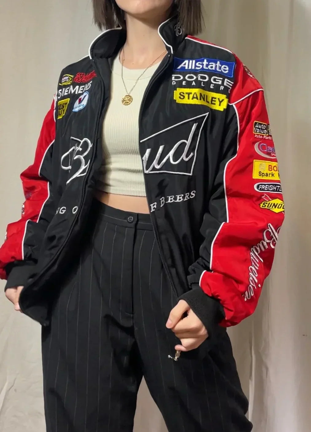 BUDWEISER VINTAGE RACING JACKET BLACK