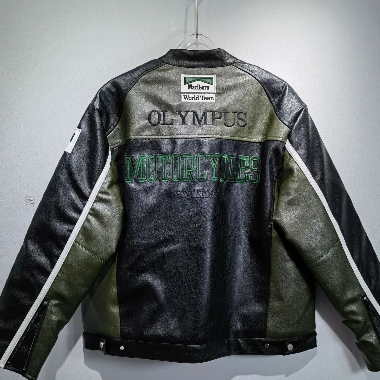 VINTAGE FERRARI F1 LEATHER JACKET DARK GREEN