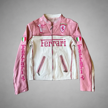PINK FERRARI F1 LEATHER JACKET