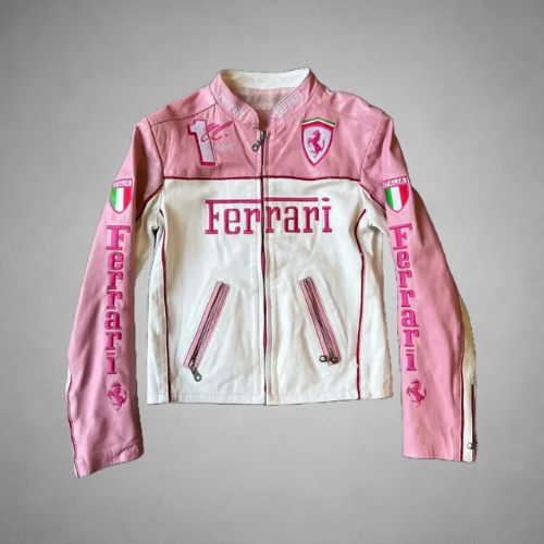 PINK FERRARI F1 LEATHER JACKET