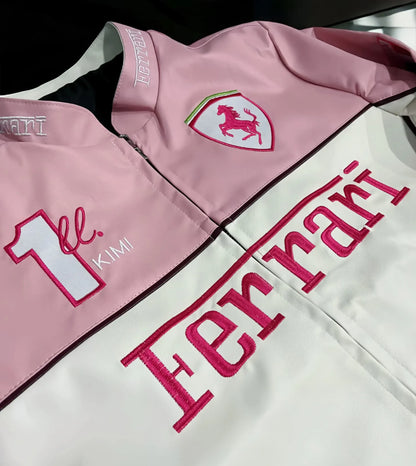 PINK FERRARI F1 LEATHER JACKET