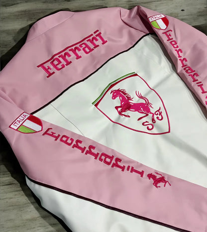 PINK FERRARI F1 LEATHER JACKET